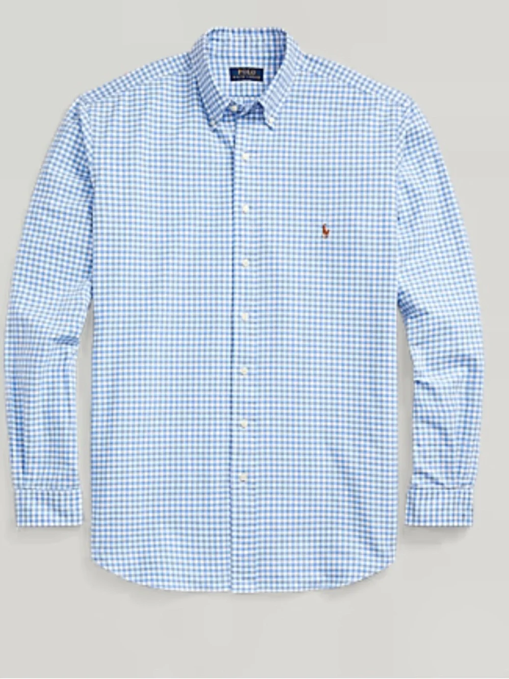 NWT polo Ralph Lauren Gingham Oxford Shirt blue white size XLT